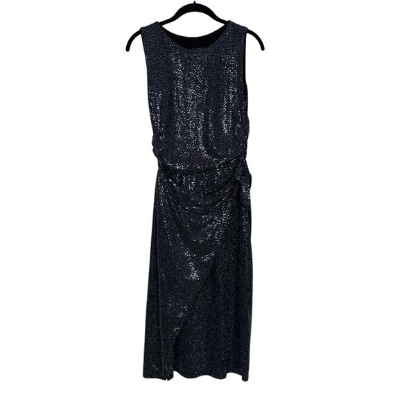 AllSaints Womens Allegra Faux Wrap Shimmer Sheath Dress Party Cocktail Size 6 - Picture 3 of 13